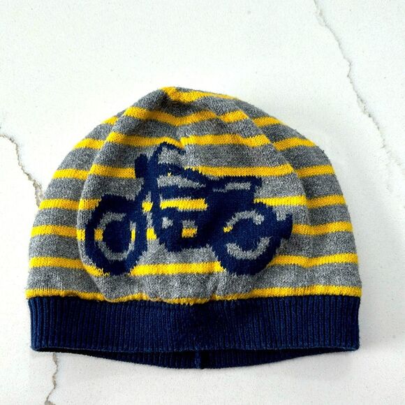 Old Navy | Baby Boys Motorcycle Knit Striped Beanie Hat Infant - Picture 1 of 6